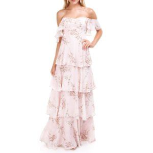 WAYF ABBY OFF SHOULDER TIERED MAXI DRESS